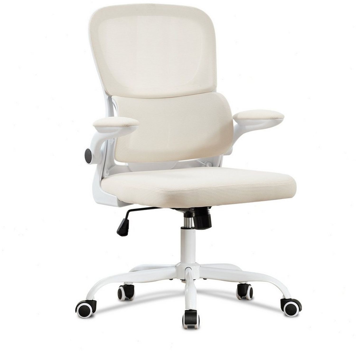 UEV Bürostuhl UEV Bürostuhl Ergonomisch Schwarz/Beige (Gaming-Stuhl, Drehstuhl, Schreibtischstuhl mesh mit Lendenwirbel), 90° hochklappbare Armlehne,bis 150 kg belastbar Bild 1