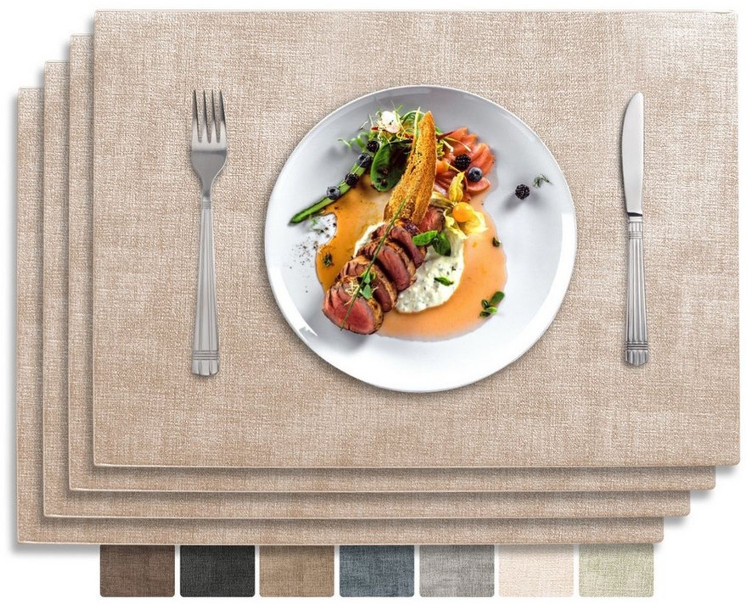 Vivi Idee Platzset Tischset Tischmatte Kunstleder, abwischbar wasserdicht Anti-Rutsch, Hitzebeständig beidseitig, 45 x 30 cm, 4er Set Bild 1