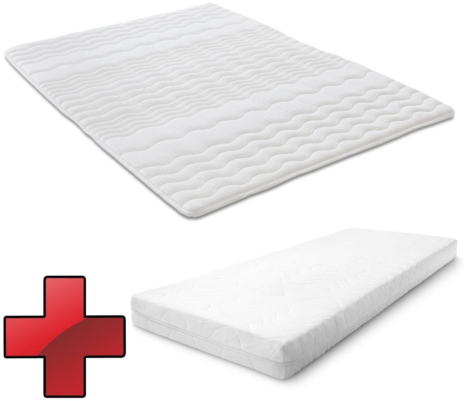 Kaltschaummatratze CloudComfort Premium 90x200 cm, Höhe 15 cm, Härtegrad H2/H3 + CloudComfort Viskoelastik Komfort-Schlaf-Kissen 40x80 cm Bild 1