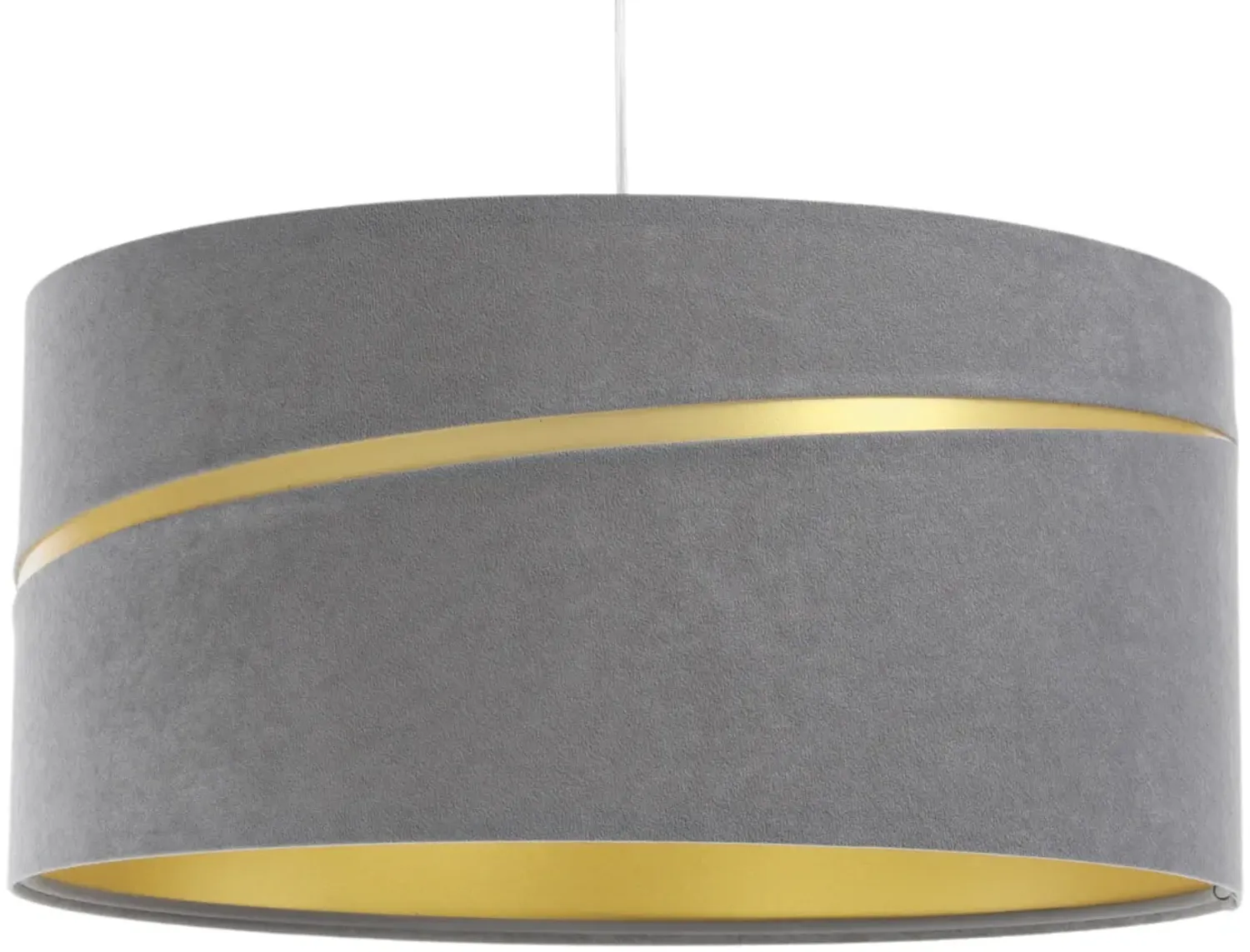 BPS Koncept 01A-014-40 Hängeleuchte SWING Velourss auf PVC-Basis grau, gold 1xE27 60W H:102 Ø40cm dimmbar Bild 1