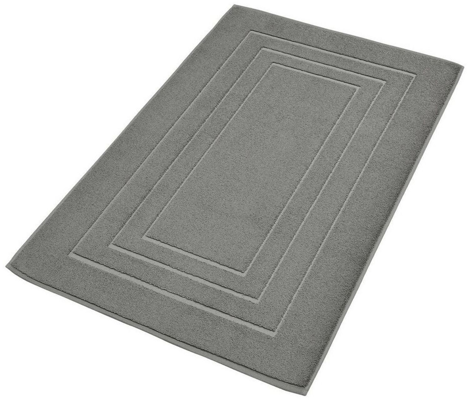 MONDO Badematte, Grau, 60 x 100 cm, Uni, fußbodenheizungsgeeignet, schnell trocknend, Baumwolle, rechteckig Bild 1