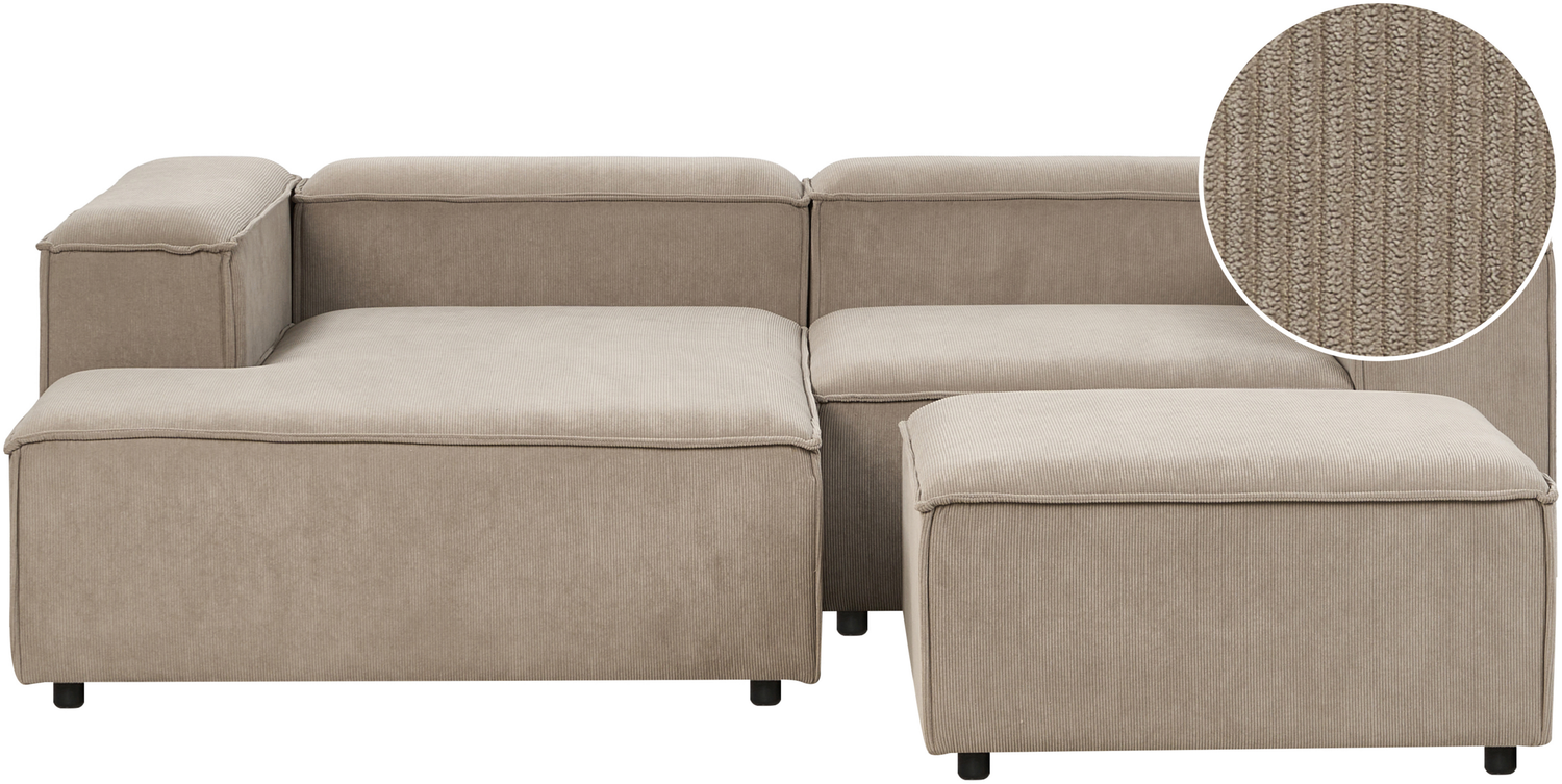 Rechtsseitiges Ecksofa mit Ottomane ARDAL Taupe Rechtsseitig Bild 1