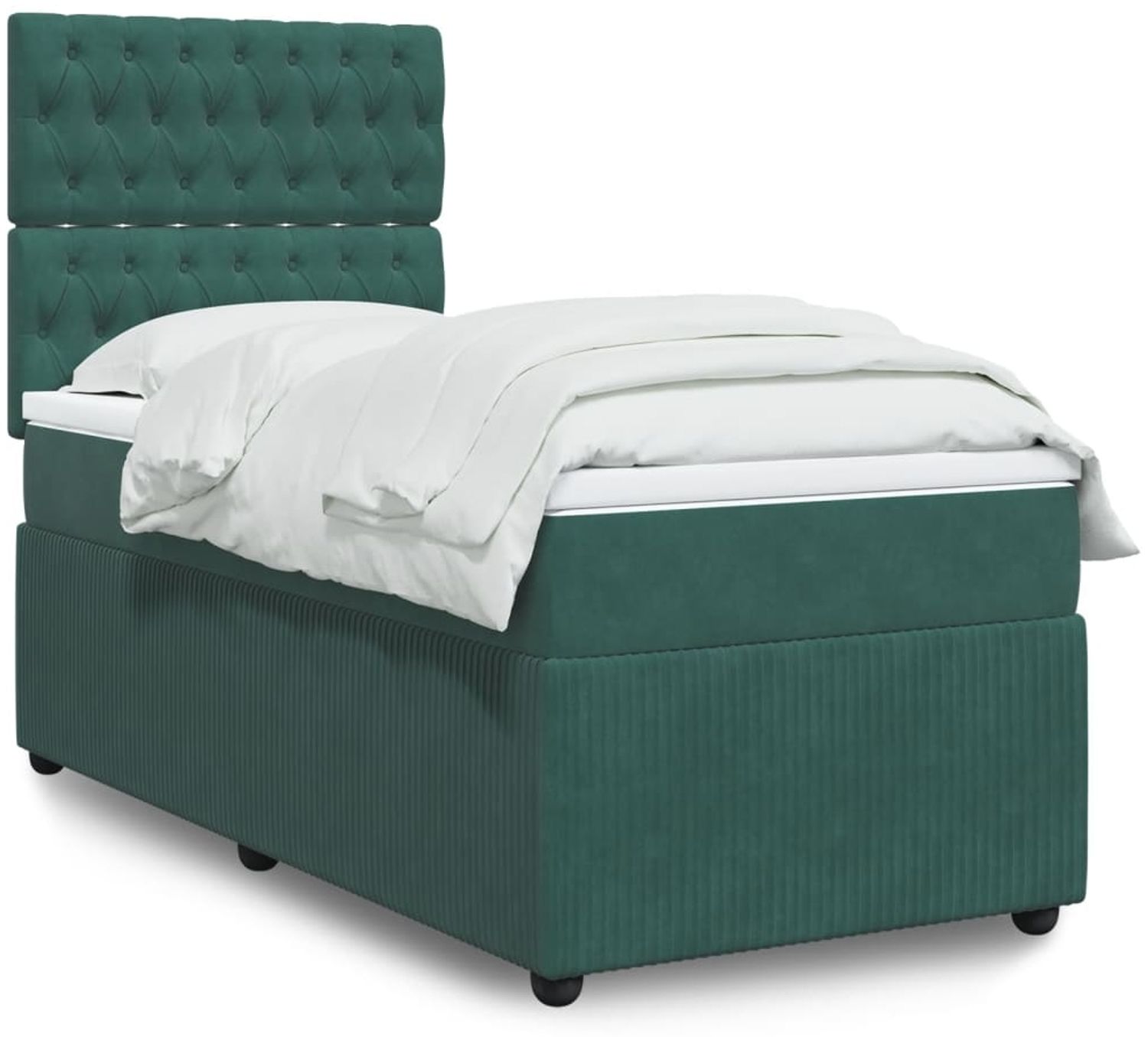 vidaXL Boxspringbett mit Matratze Dunkelgrün 100x200 cm Samt 3292271 Bild 1