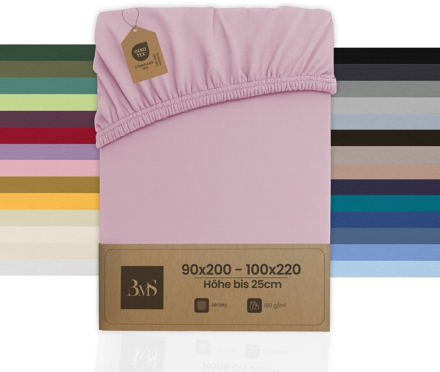 Jersey Spannbettlaken kreide rosa 90x200 - 100x220 cm Höhe bis 25cm Bild 1