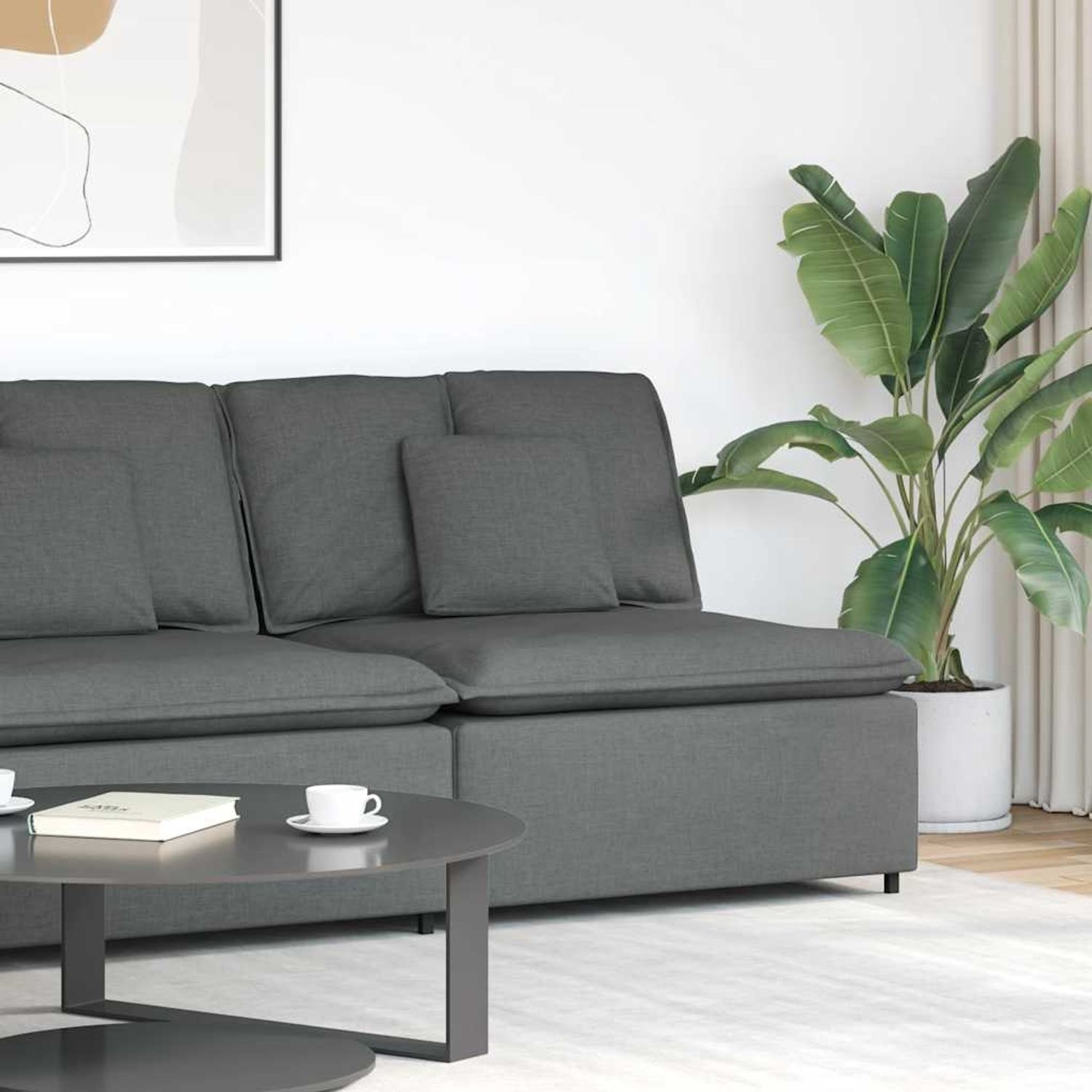 vidaXL Modulares Sofa Mittelmodul mit Kissen Dunkelgrau 100 cm 4104418 Bild 1