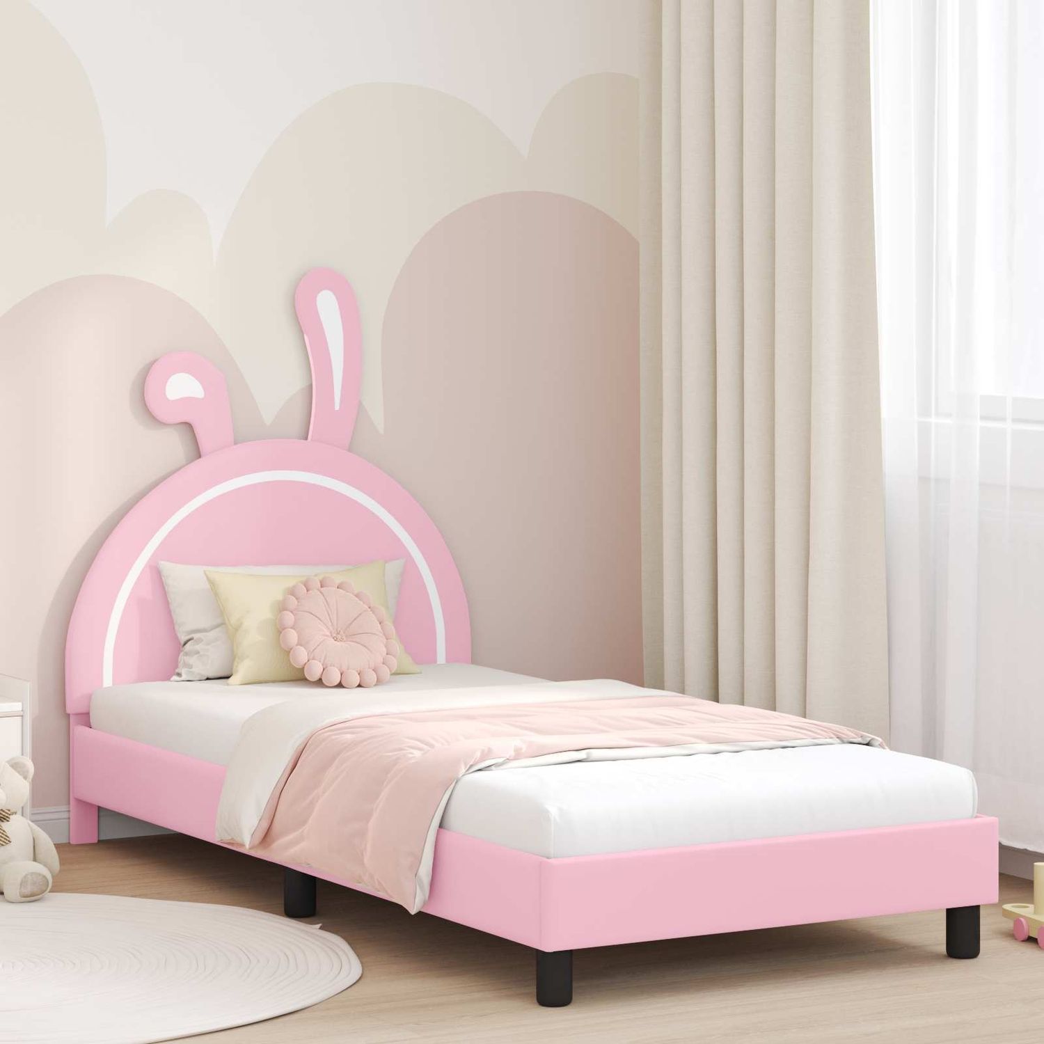 vidaXL Kinderbettgestell mit Kopfteil Rosa 80 x 200 cm PU 42011197 Bild 1
