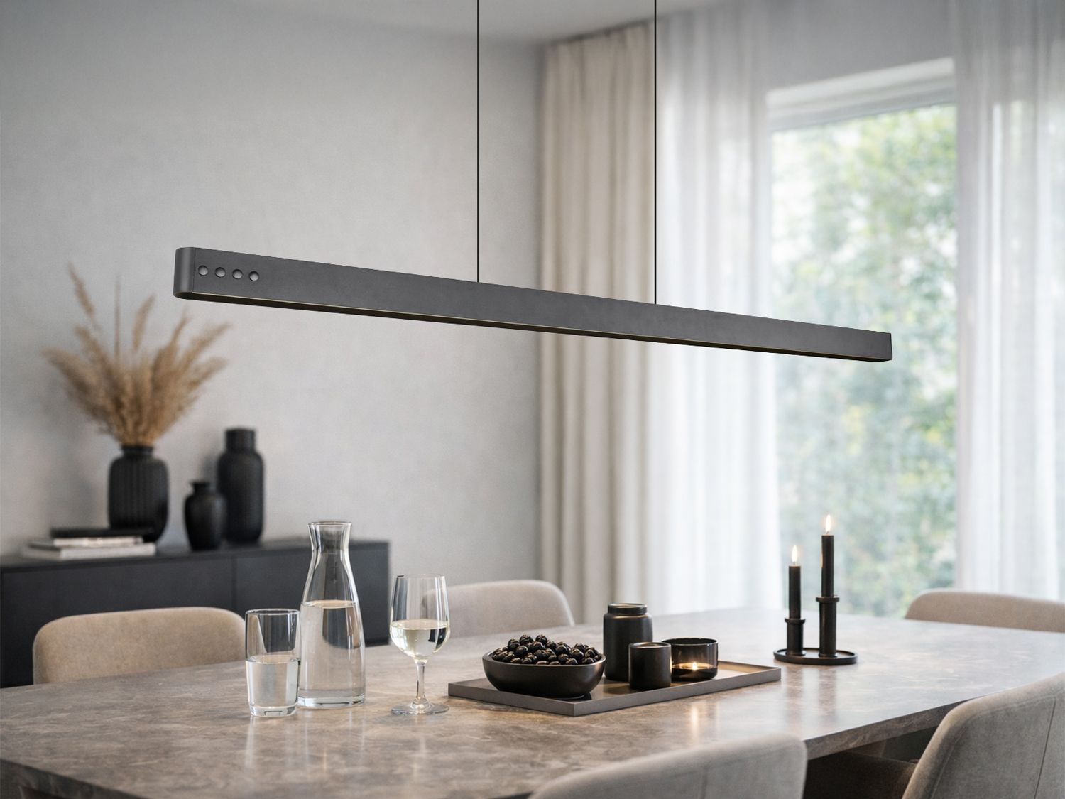 LED Pendelleuchte DONEGAL elektrisch höhenverstellbar, Tageslicht, Breite 150cm Bild 1
