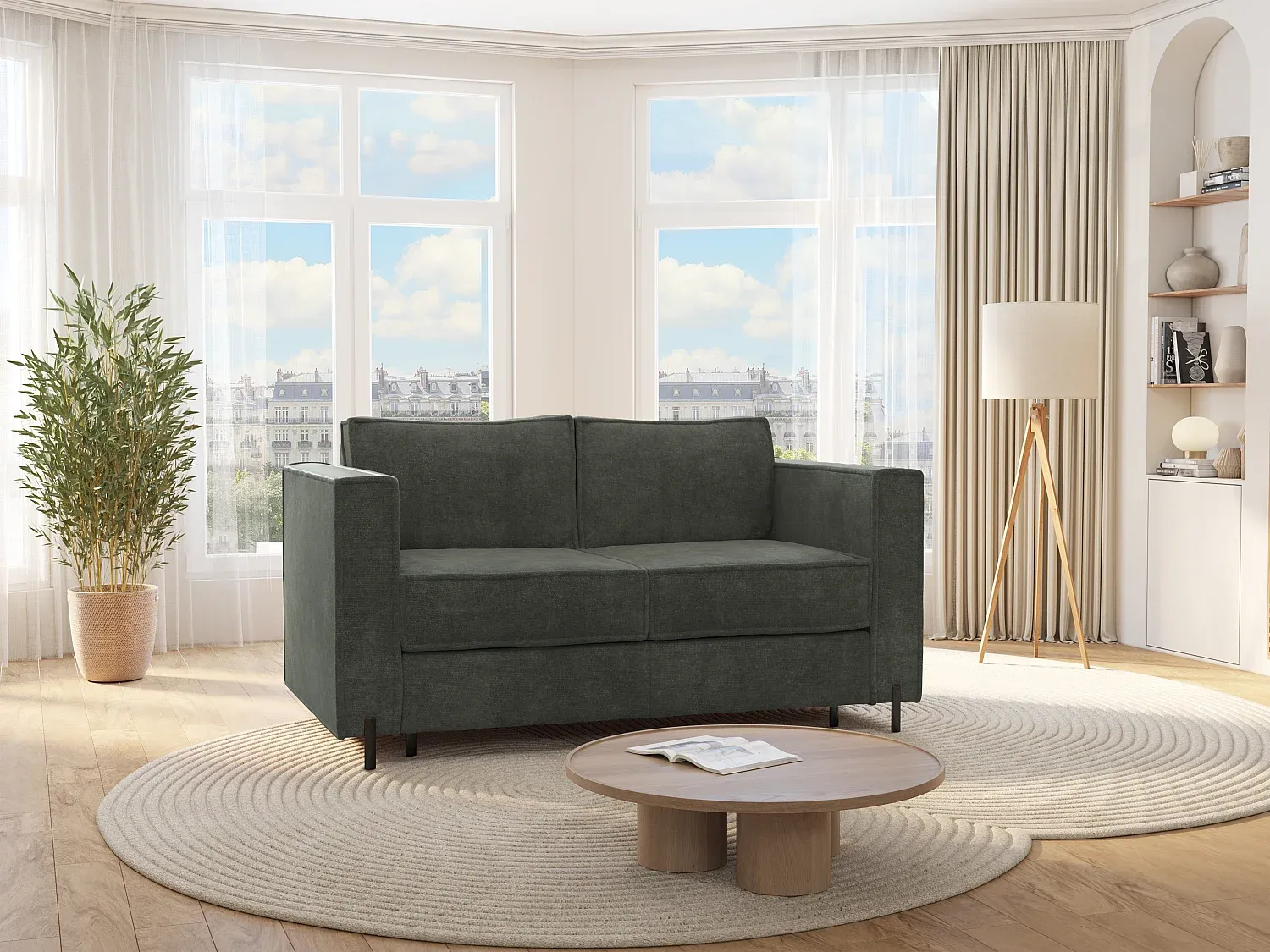 Vente-unique - ELORYA Sofa Stoff Grün - B 223 cm95 cm x H 95 cm x L 198 cm Bild 1