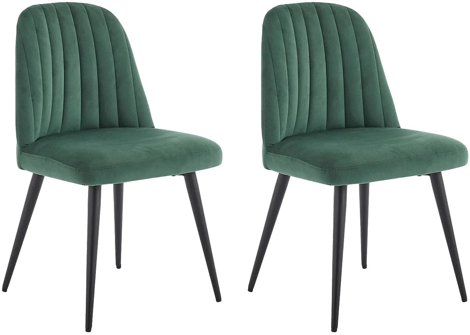 Vente-unique - Stuhl 2er-Set - Samt & schwarzes Metall - Grün - ELEANA Bild 1
