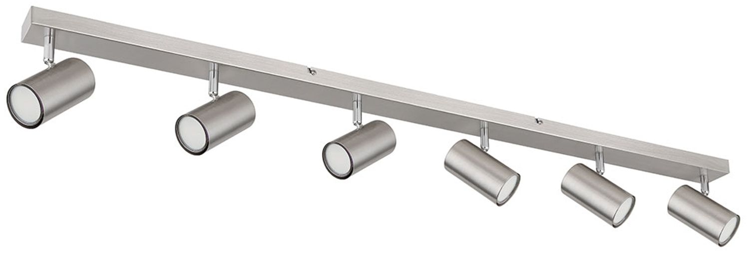 Spotlampe, Metall, Nickel matt, 6 Flammig, L 115cm Bild 1