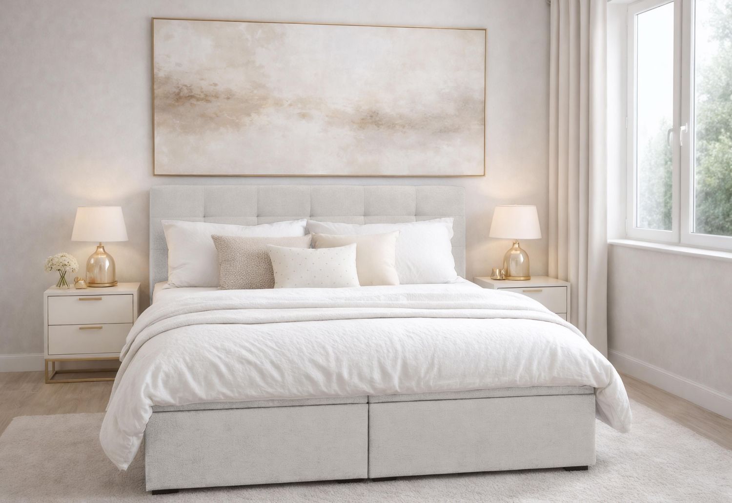 AX LIVING Boxspringbett Galata 140x200 Beige ohne Topper Bettkasten Komfortbett Bild 1