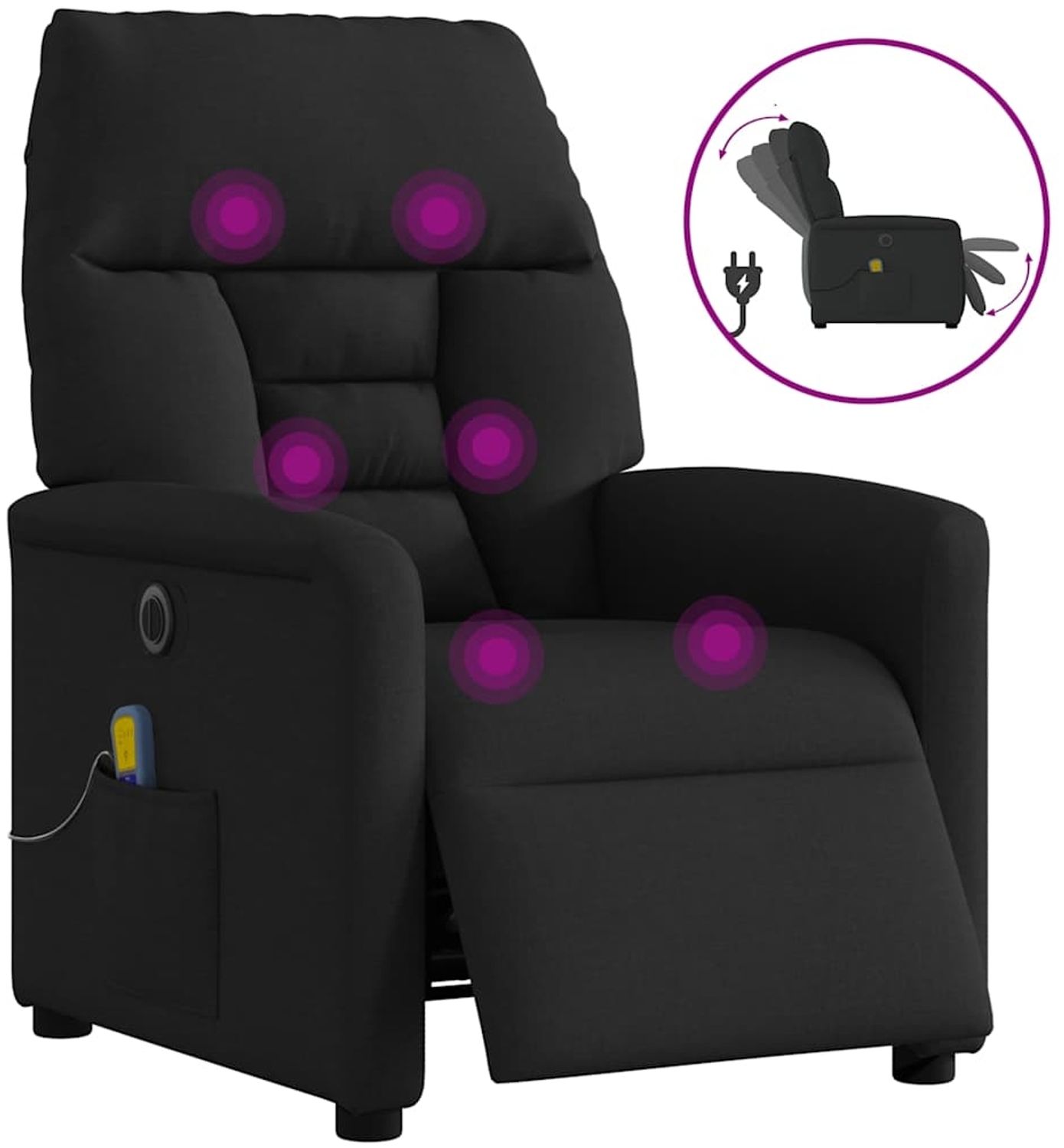 vidaXL Massagesessel Elektrisch Schwarz Stoff 3303024 Bild 1