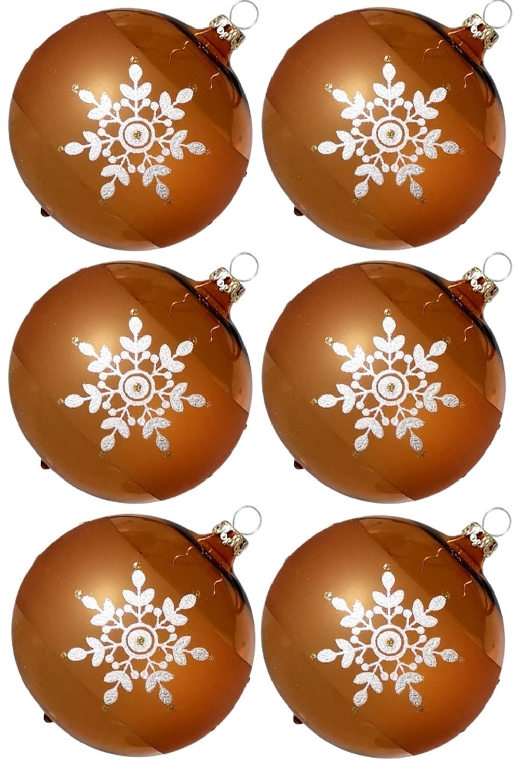 Weihnachtskugeln Set, 6 gold Kugeln Ø 8cm Kristallblüten, Thüringer Glas Weihnachtsschmuck Bild 1