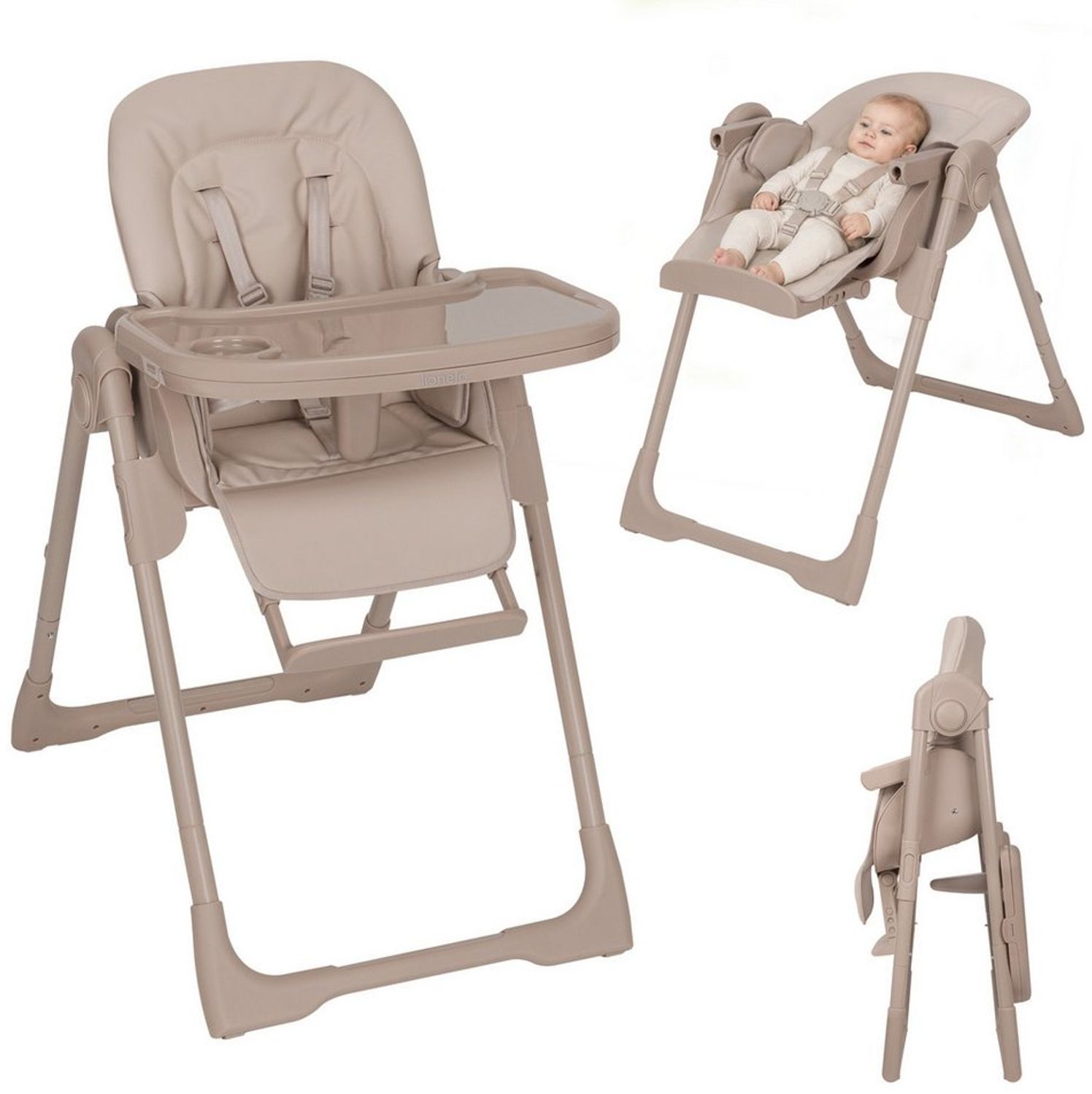 lionelo Hochstuhl LINN PLUS (Set), 2in1/Liegefunktion/6 Höhen/3 Lehnen/Tablett Bild 1