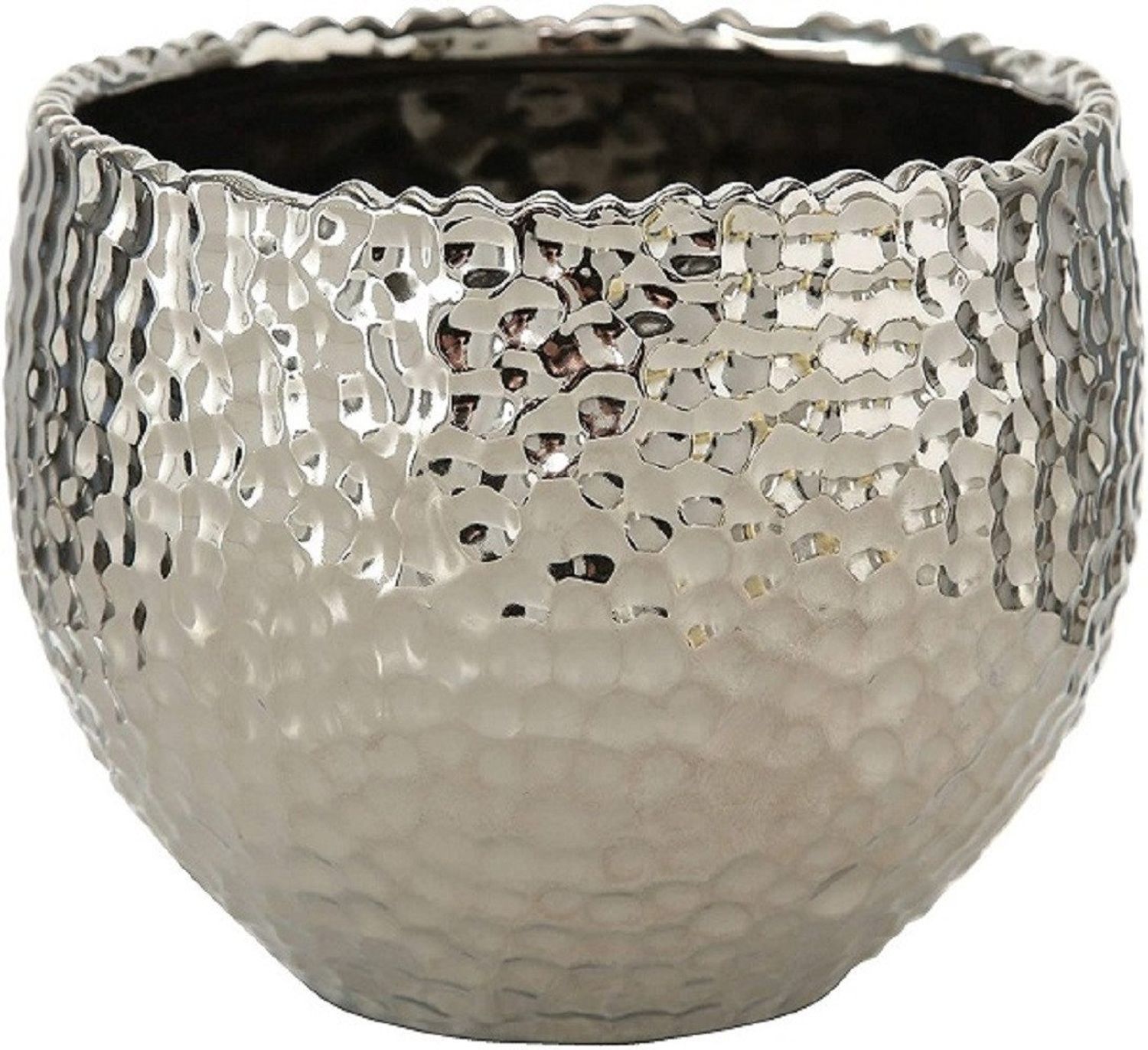 BOLTZE GRUPPE GmbH Übertopf Übertopf Lajos Steingut H. 10 cm Ø. 13 cm silber klein Bild 1