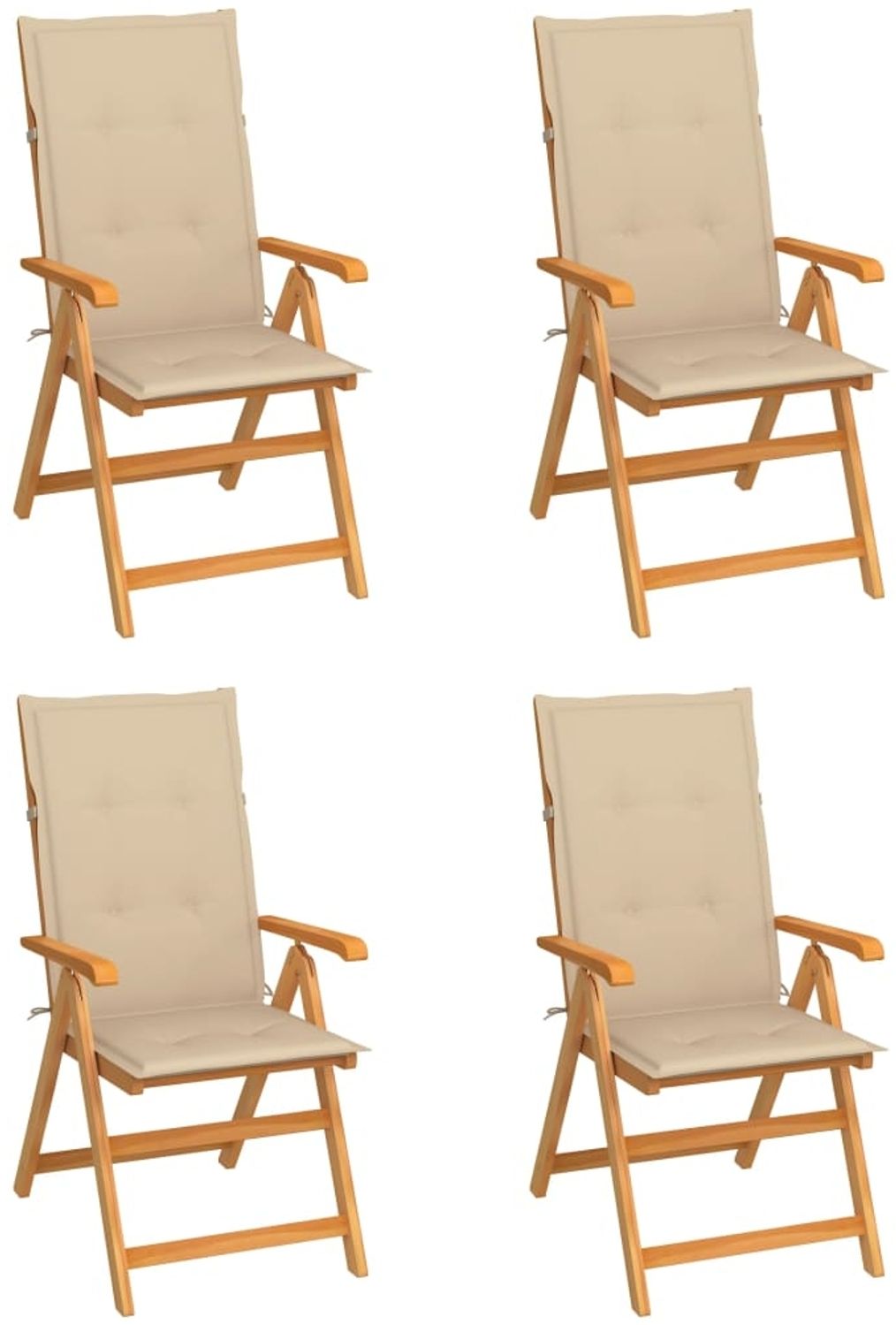 vidaXL Gartenstühle 4 Stk. mit Beigen Kissen Massivholz Teak 3065533 Bild 1