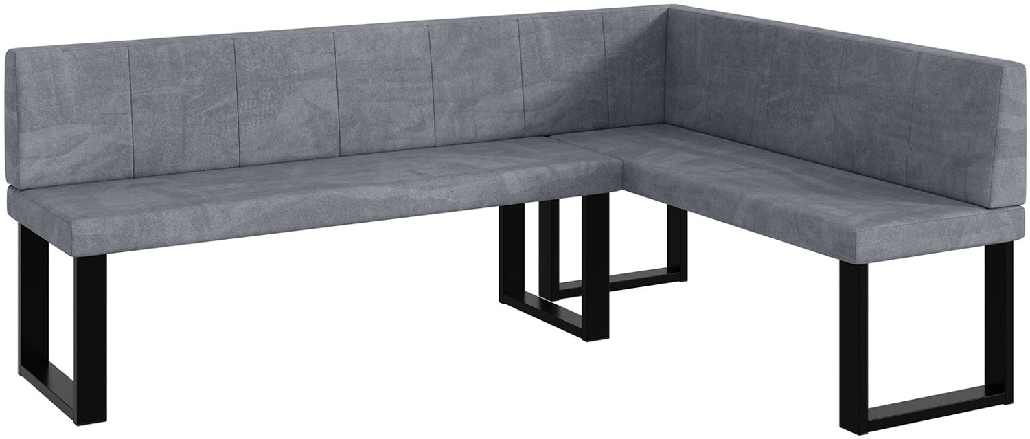 MEBLINI Eckbank für Esszimmer - Küchenbank - Essecke - Sitzecke Küche - PETER - U-Beine 142x196x87cm Rechts - Grau Samt Bild 1