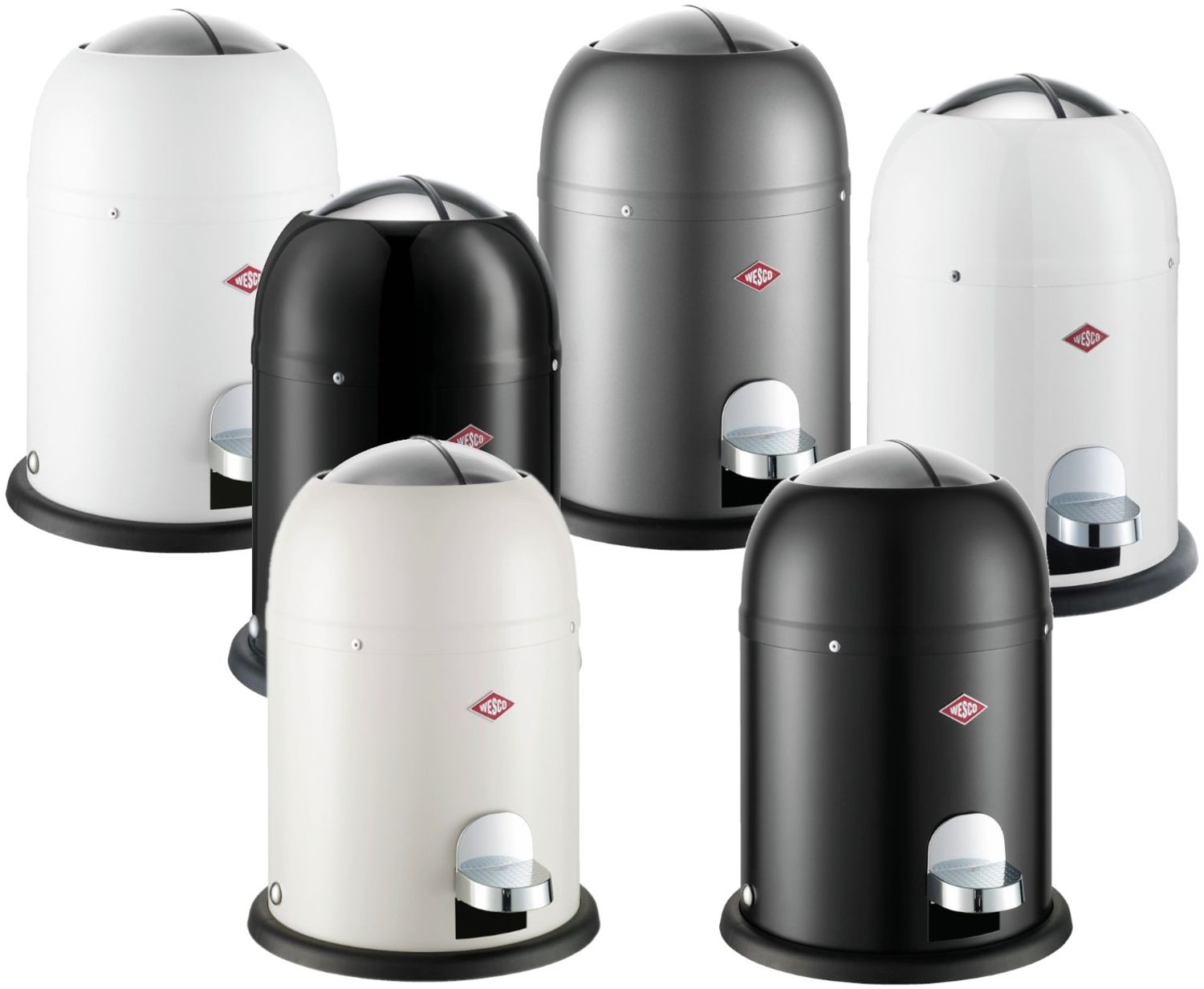 WESCO MINI MASTER Mülleimer WEISS mit 6 Liter Abfallvolumen und Fußtritt / Badeimer / Standabfallbehälter Bild 1