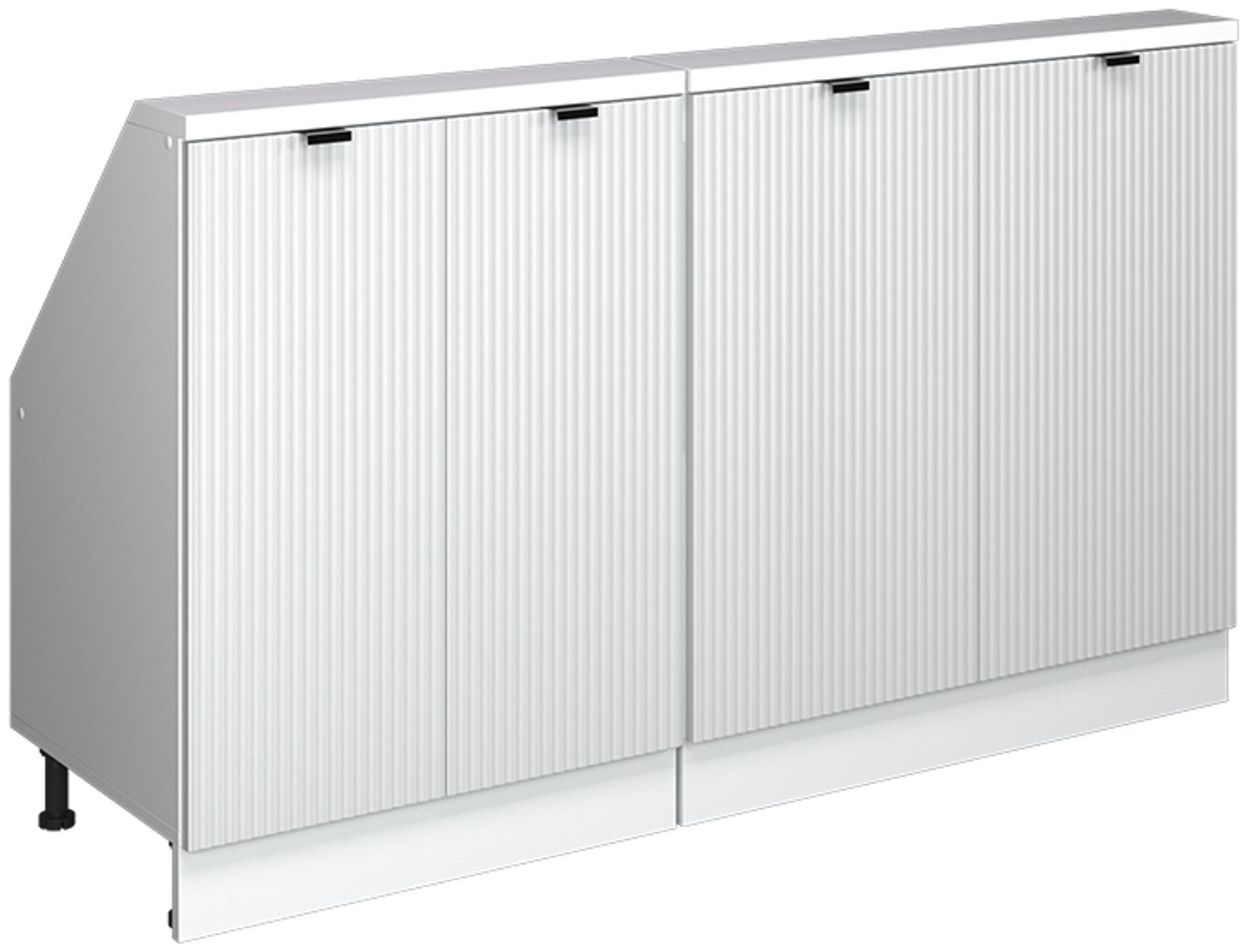 Küchenschrank für Dachschrägen R-Line Weiß Riffel 140 cm 2er Set Vicco Bild 1