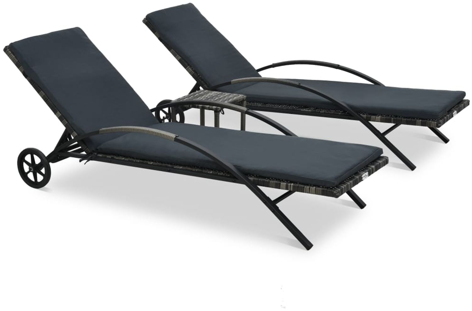 vidaXL Sonnenliegen mit Tisch Poly Rattan Anthrazit 47747 Bild 1