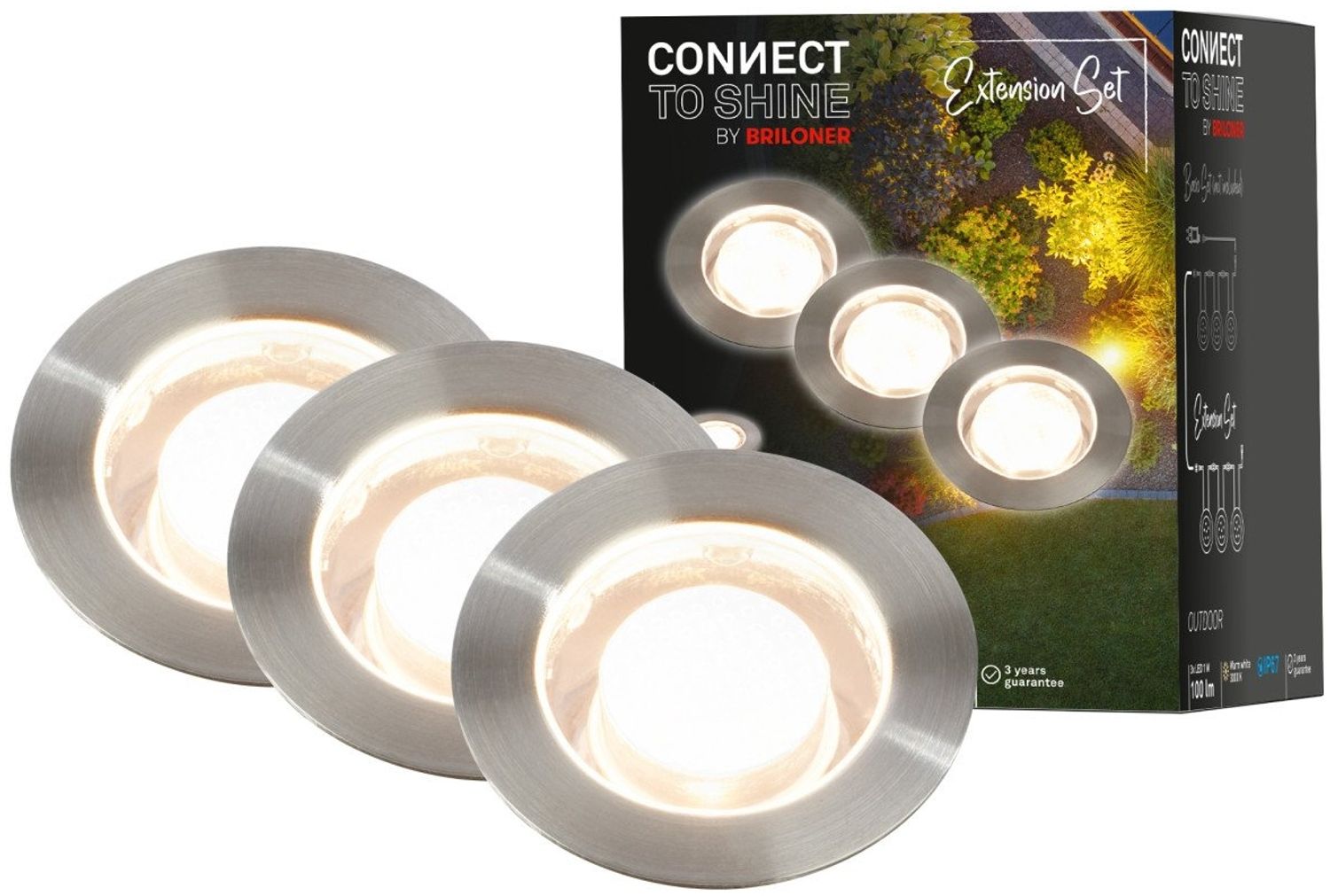 Briloner LED Boden-Einbaustrahler Connect to Shine3er Ergänzungsset 3x 1W warmweiß Bild 1