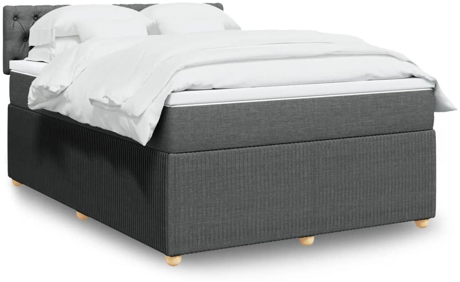 vidaXL Boxspringbett mit Matratze Dunkelgrau 140x190 cm Stoff 3287459 Bild 1