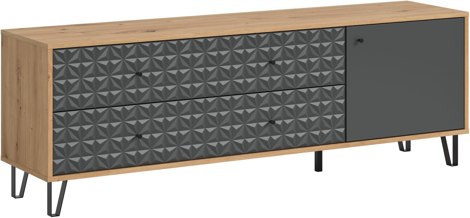 Lowboard (B/H/T: 164x56x40 cm) in Artisan Oak Nachbildung und anthrazit matt Bild 1