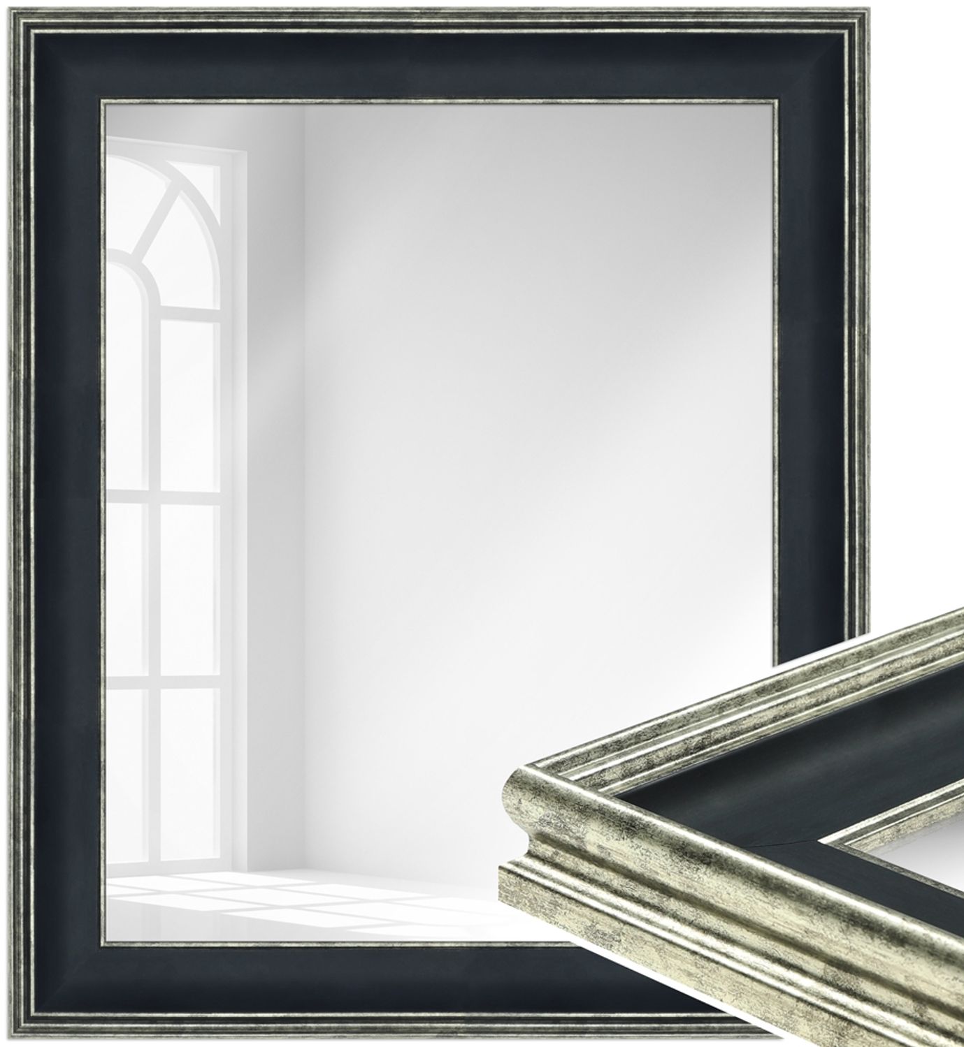 WANDStyle Wandspiegel H235 aus Kunststoff in Schwarz 60 x 110 cm im Stil Klassisch Bild 1