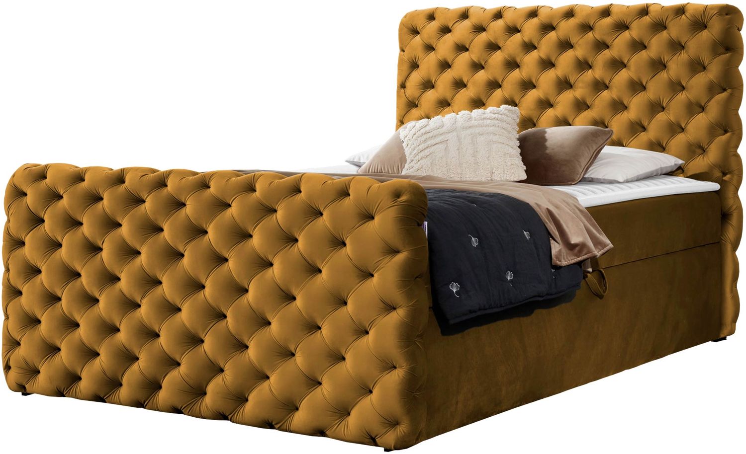 Boxspringbett Serrula Lux, Gelb, 120x200 cm Bild 1