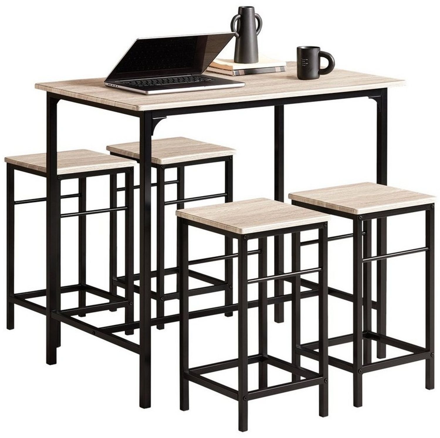 SoBuy® OGT11-N Bartisch Set 5-teilig Esstisch Bistrotisch mit 4 Stühlen Sitzgruppe Bild 1