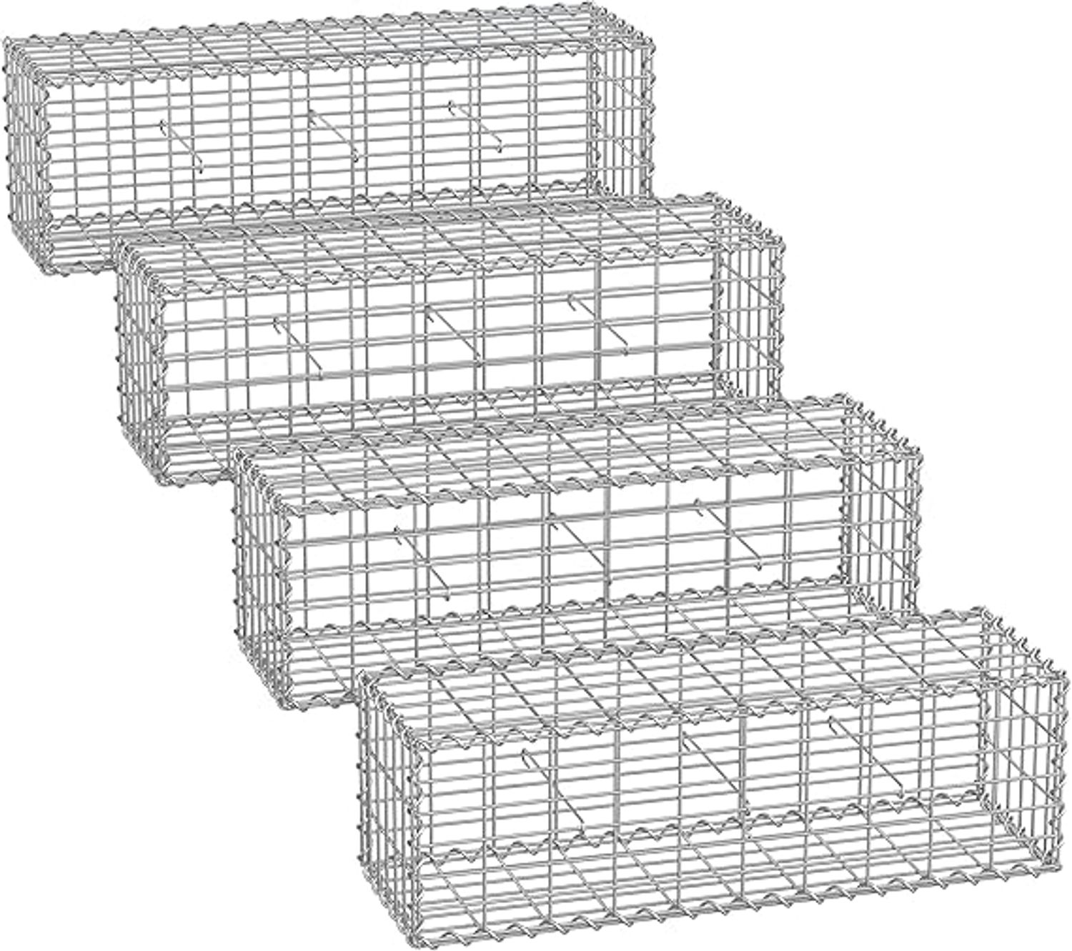 SONGMICS Gabionenkörbe, verzinkt, Metall silber, 100 x 30 x 30 cm, 4 Stück Bild 1