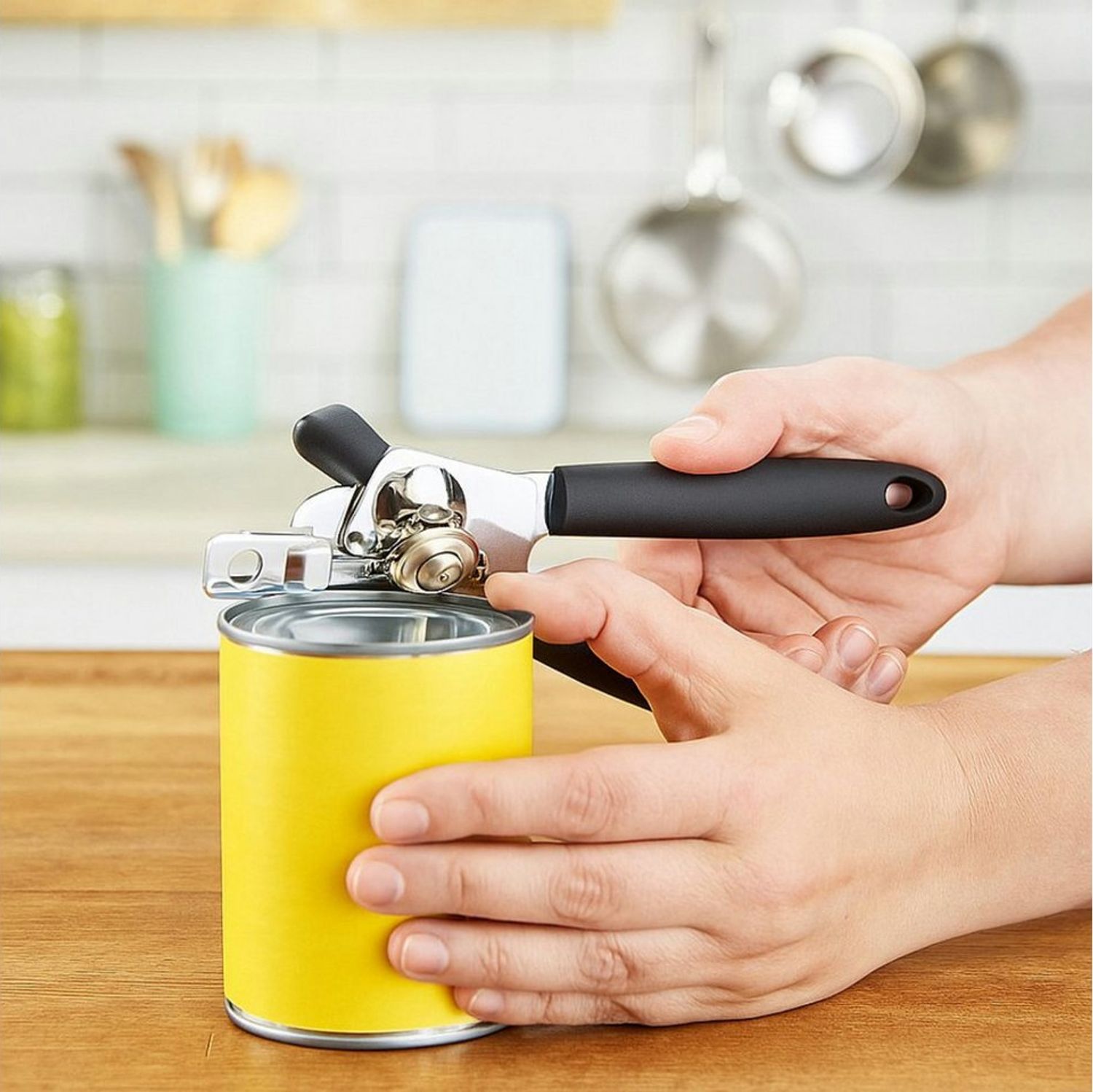 Koopman Dosenöffner Küchenhilfe Metall 20 cm, Kunststoffgriffe, leichte Bedienung, ergonomisch, Kurbel Bild 1