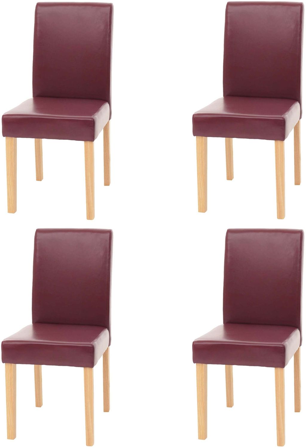 4er-Set Esszimmerstuhl Stuhl Küchenstuhl Littau ~ Kunstleder, rot helle Beine Bild 1