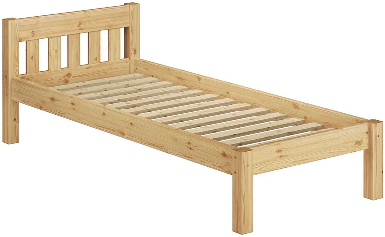 Erst-Holz Einzelbett Natur 80x200 Bett, Rollrost Senkrechte Balken Bild 1