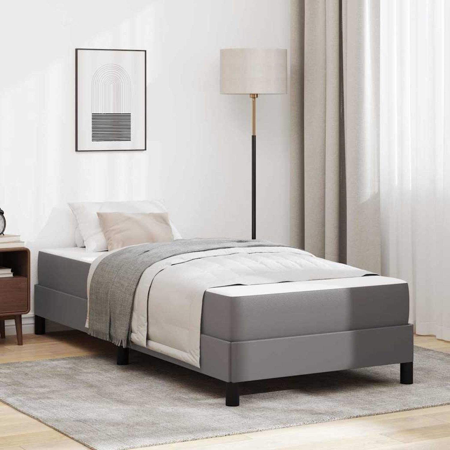 vidaXL Bettrahmen mit Matratze Grau 90 x 190 cm Stoff 3398606 Bild 1