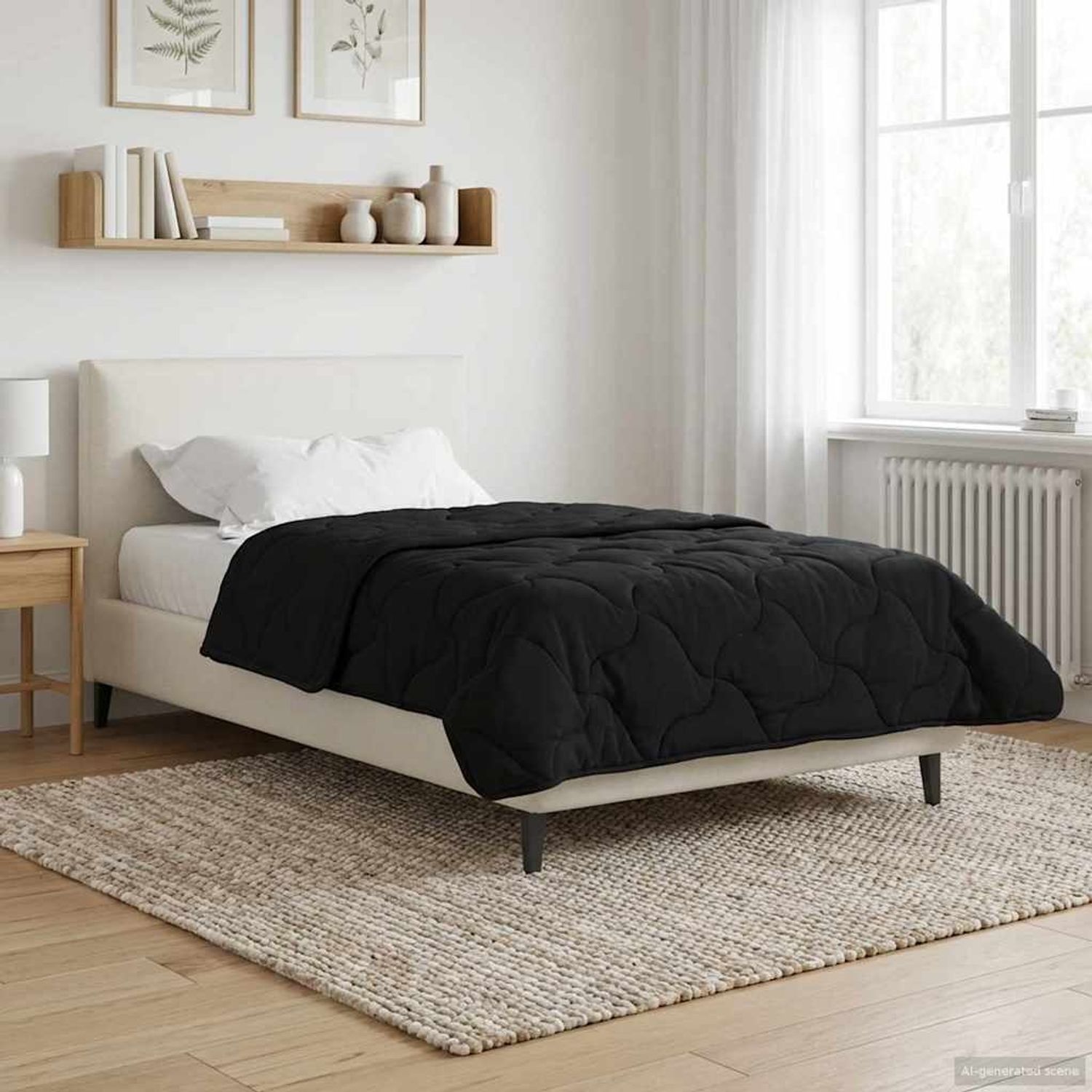vidaXL Ganzjahresbettdecke Gepolstert Schwarz 140 x 220 cm 42026259 Bild 1