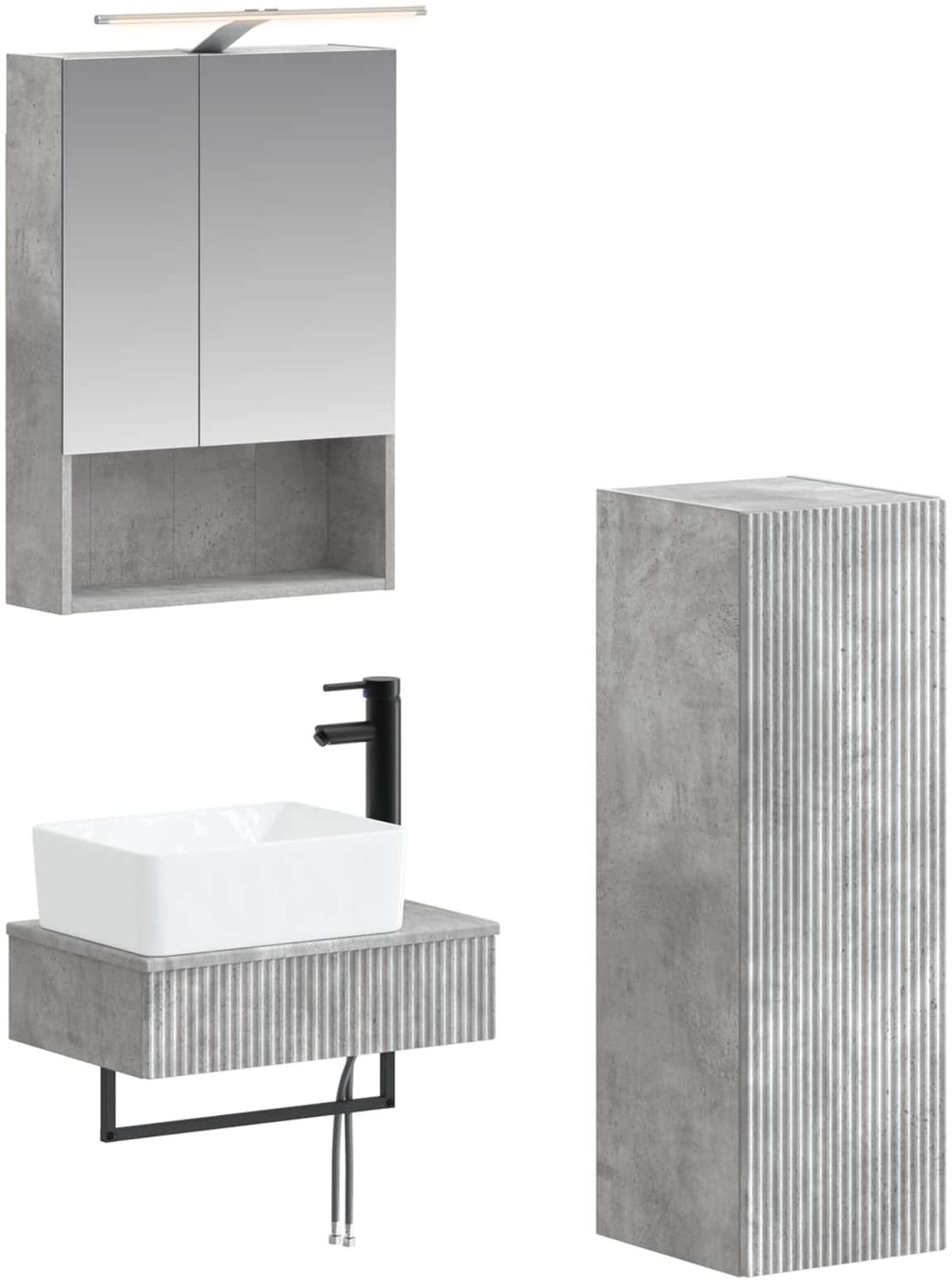 vidaXL Badezimmerschrank-Set 4 pcs Betongrau 50 x 14,5 x 70 cm 3407394 Bild 1