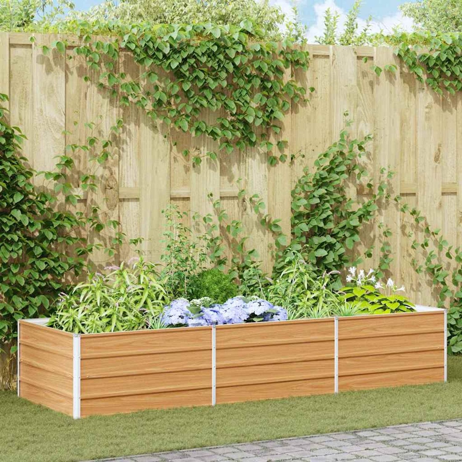 vidaXL Hochbeet Hellbraun 240 x 80 x 45 cm Verzinkter Stahl 42017335 Bild 1