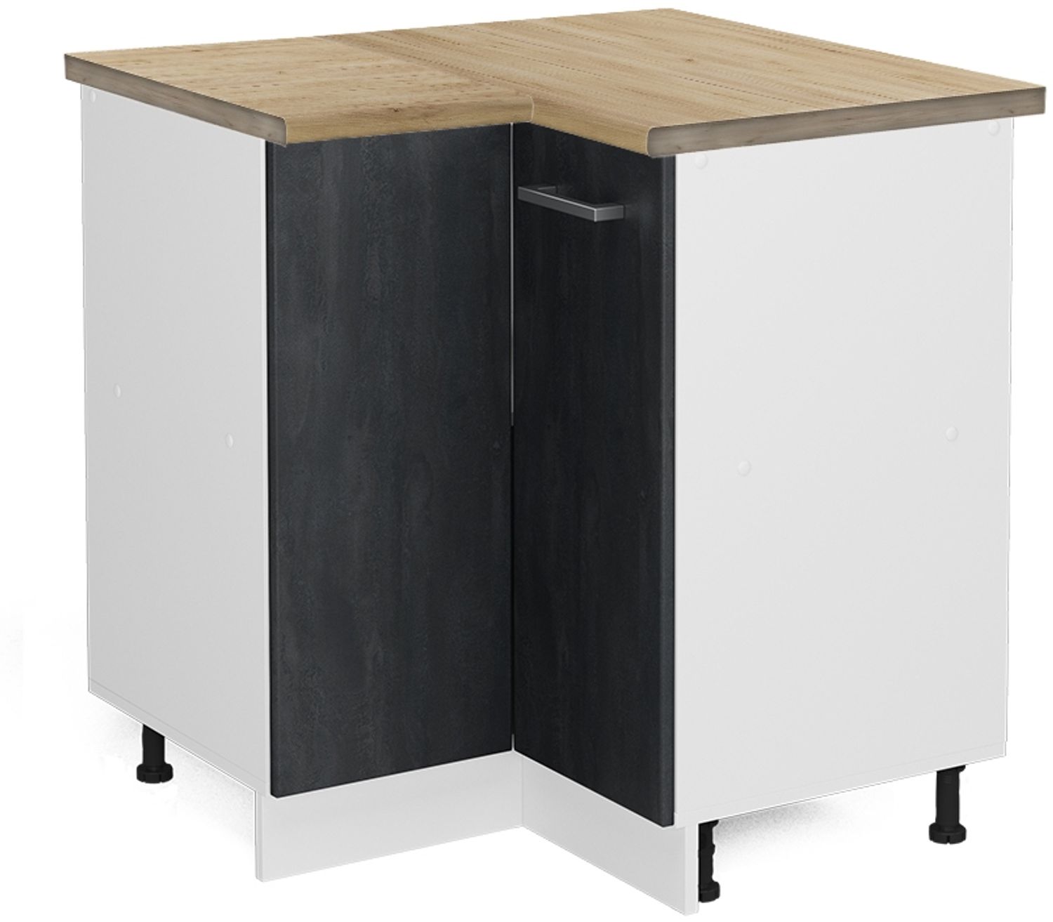 Eckunterschrank R-Line Schwarz Beton 75.6 cm AP Eiche Vicco Bild 1