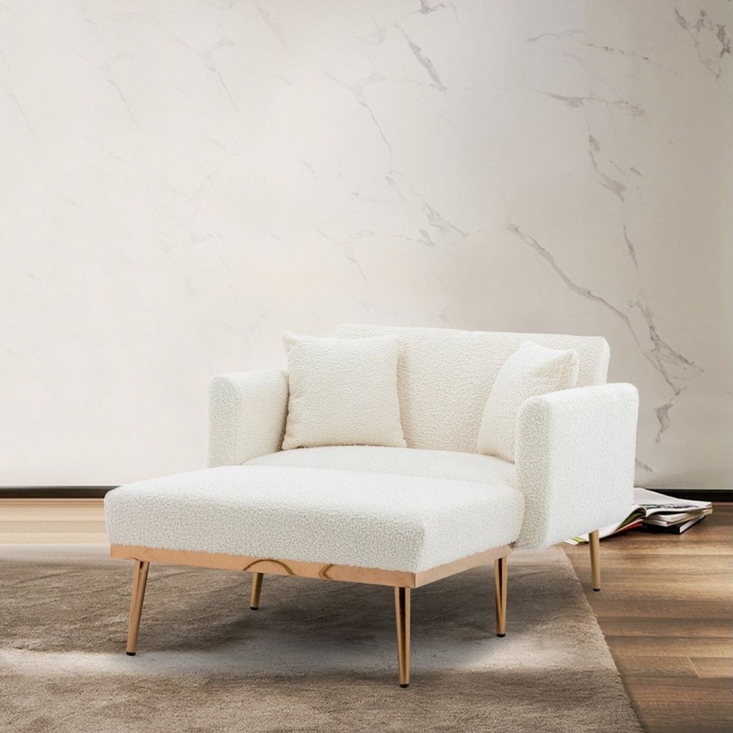 KLAM HOME Schlafsofa Modernes Schlafsofa Mit Verstellbarer Rückenlehne, Klappbarer Sessel Liegestuhl Für Wohnzimmer Und Schlafzimmer, Vielseitiger Relaxsessel Mit Abnehmbarem Bezug Bild 1