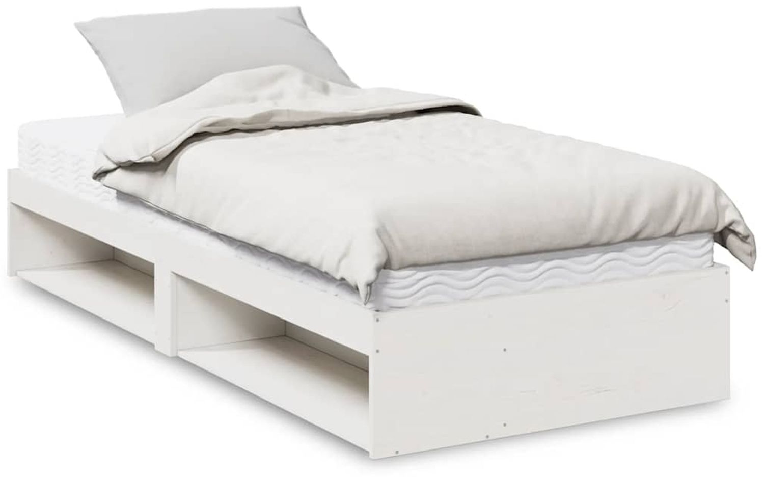 vidaXL Tagesbett mit Matratze Weiß 100x200 cm Massivholz Kiefer 3324593 Bild 1