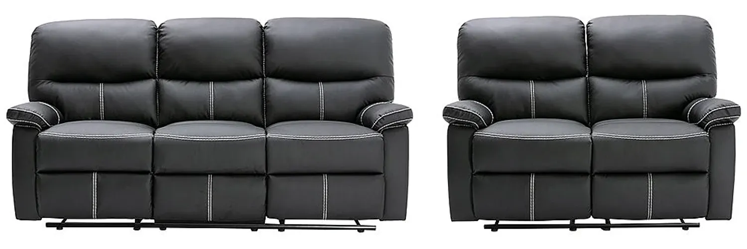 Vente-unique - CANBY Couchgarnitur Kunstleder Schwarz - B 90 cm x H 95 cm x L 133 cm183 cm Bild 1