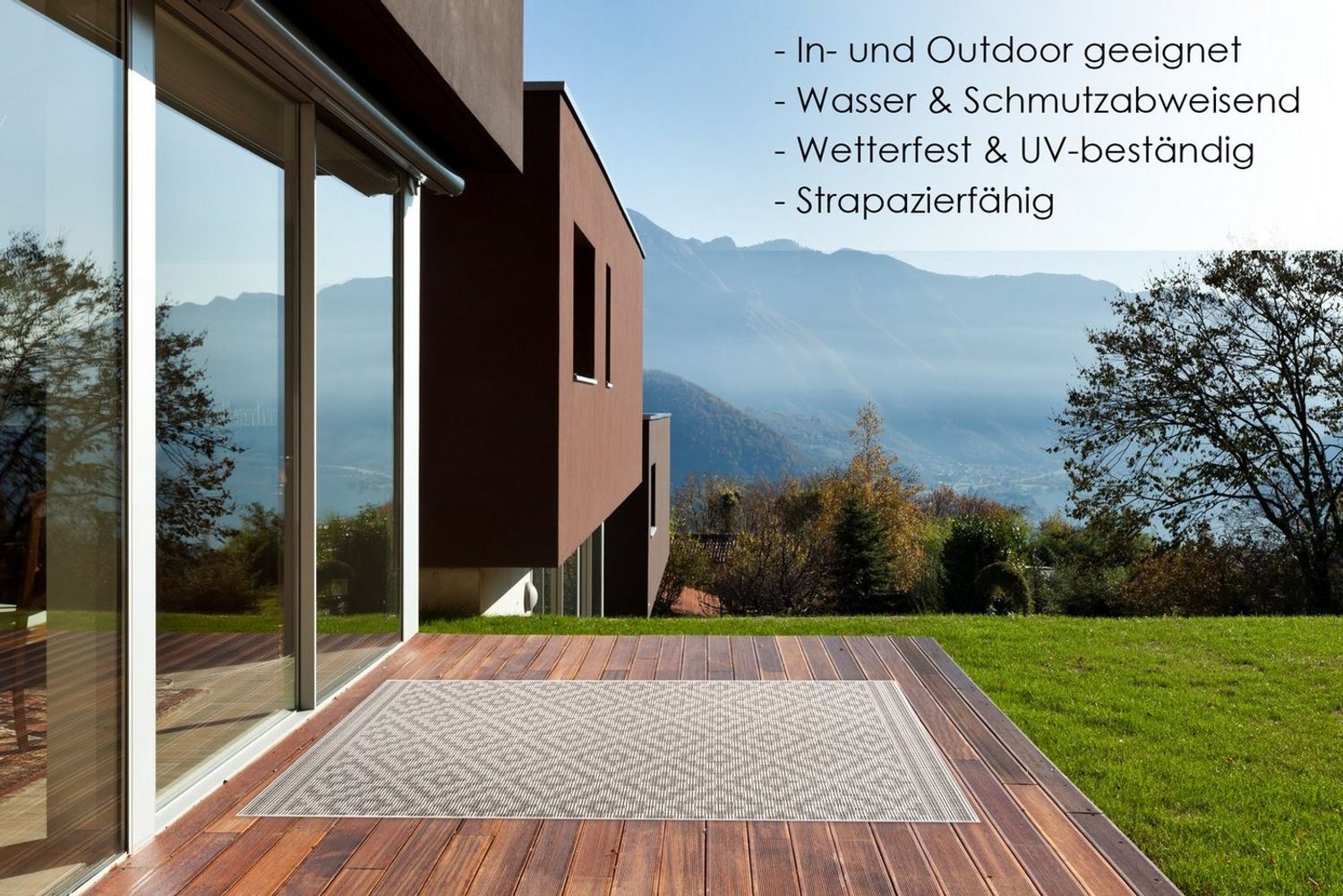 DomDeco Outdoorteppich In- & Outdoor Teppich FINN Grau, 80 x 150 cm, rechteckig, Wetterfest & UV-beständig, schimmelresistent Bild 1