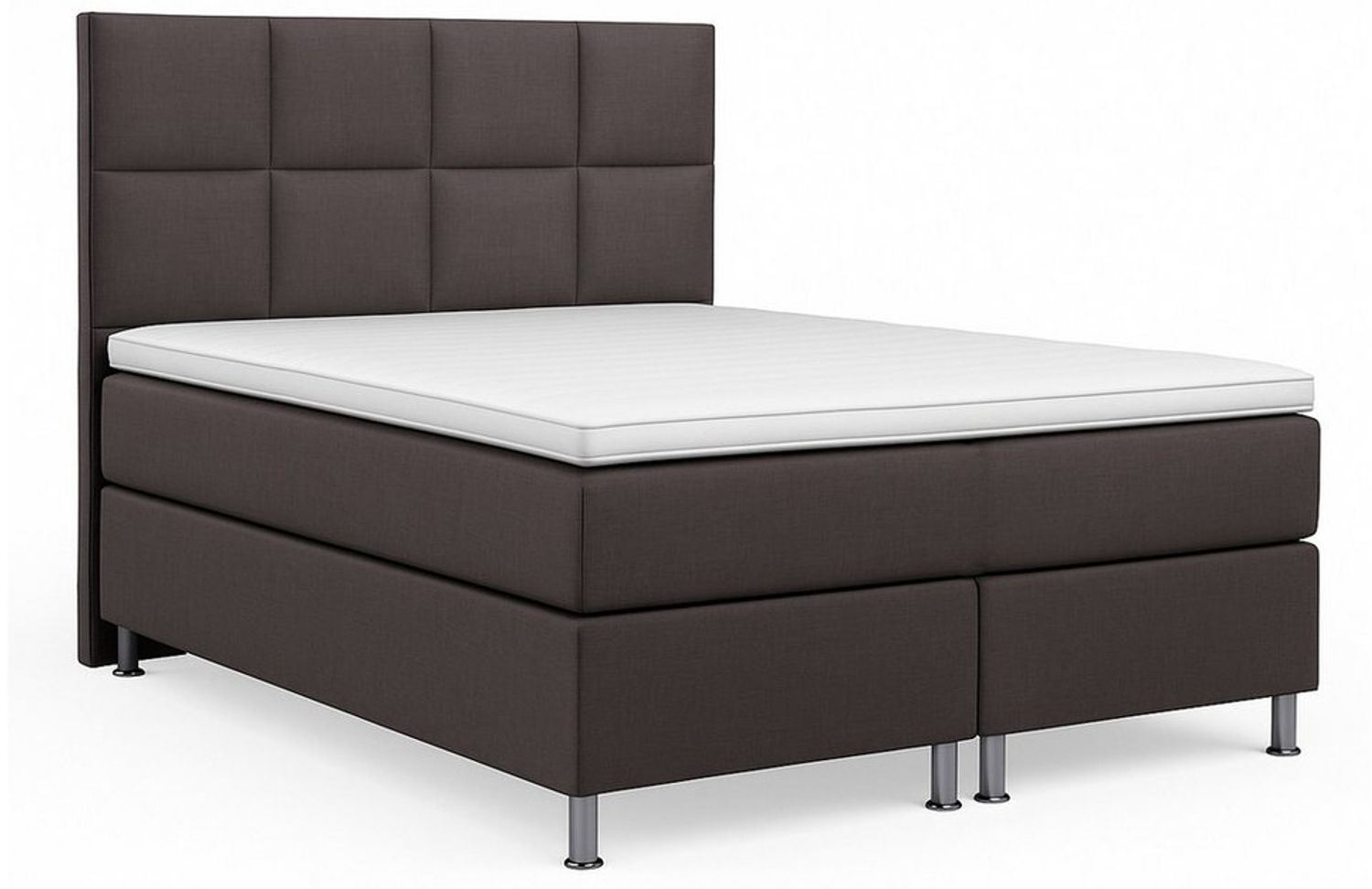 Boxspringbett MIAMI 140x200 cm Webstoff Anthrazit mit 7 Zonen Taschenfederkern-Matratze mit Visco-Topper Bild 1