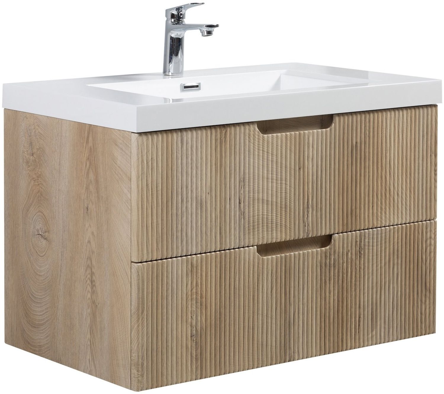Badezimmer Badmöbel-Set Thermis 80 cm – Eiche Hell – Badezimmermöbel mit Waschbecken Bild 1