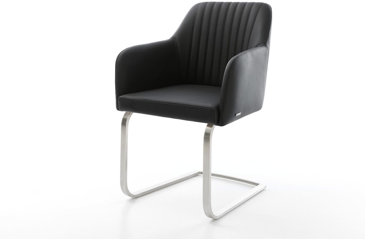 Freischwinger Greg-Flex Echt-Leder Schwarz Freischwinger flach Edelstahl Taschenfederkern Bild 1
