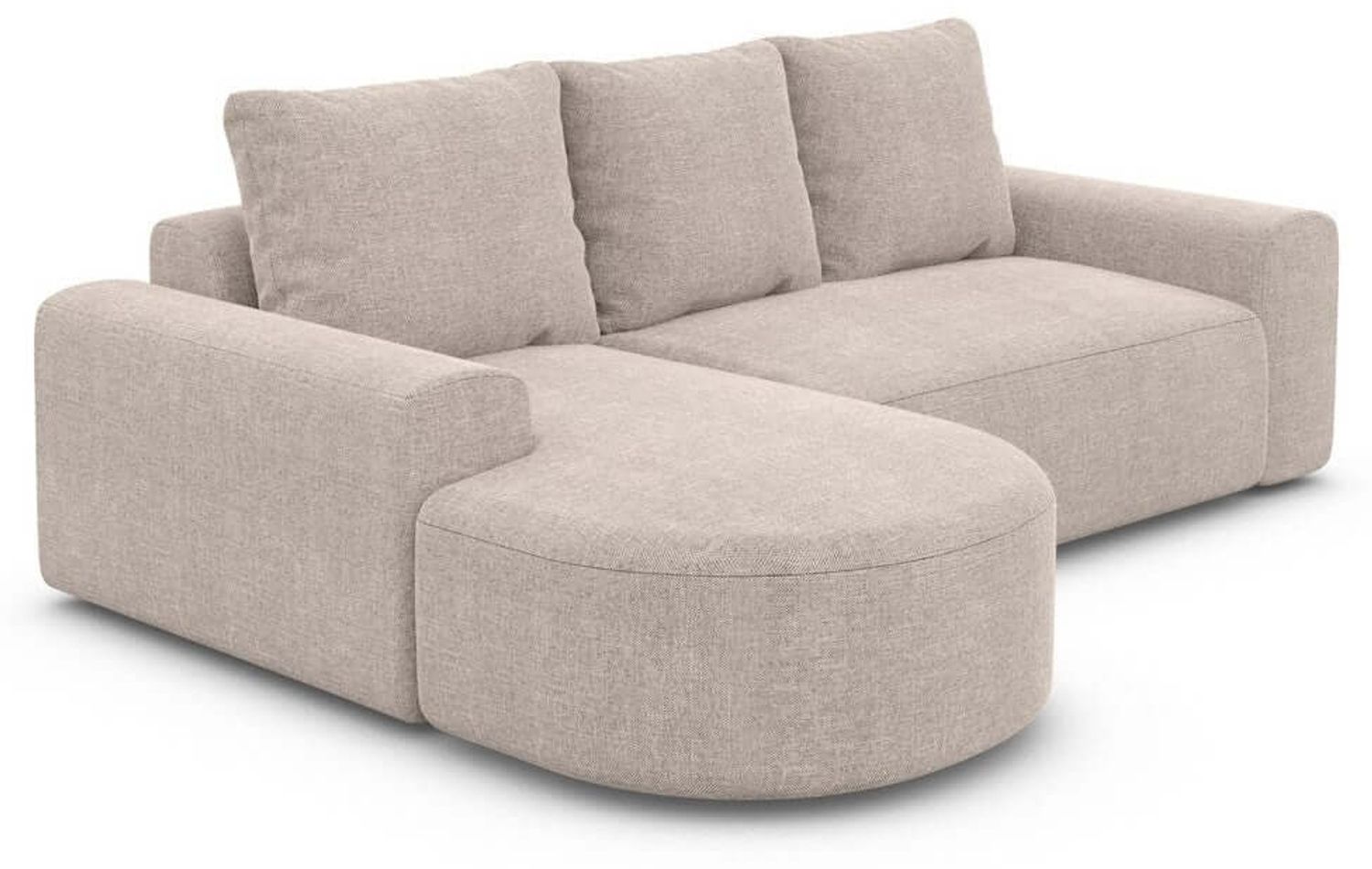 Stoff Ecksofa Gomera L-Form Kurz - Strukturstoff - Beige - Links Bild 1