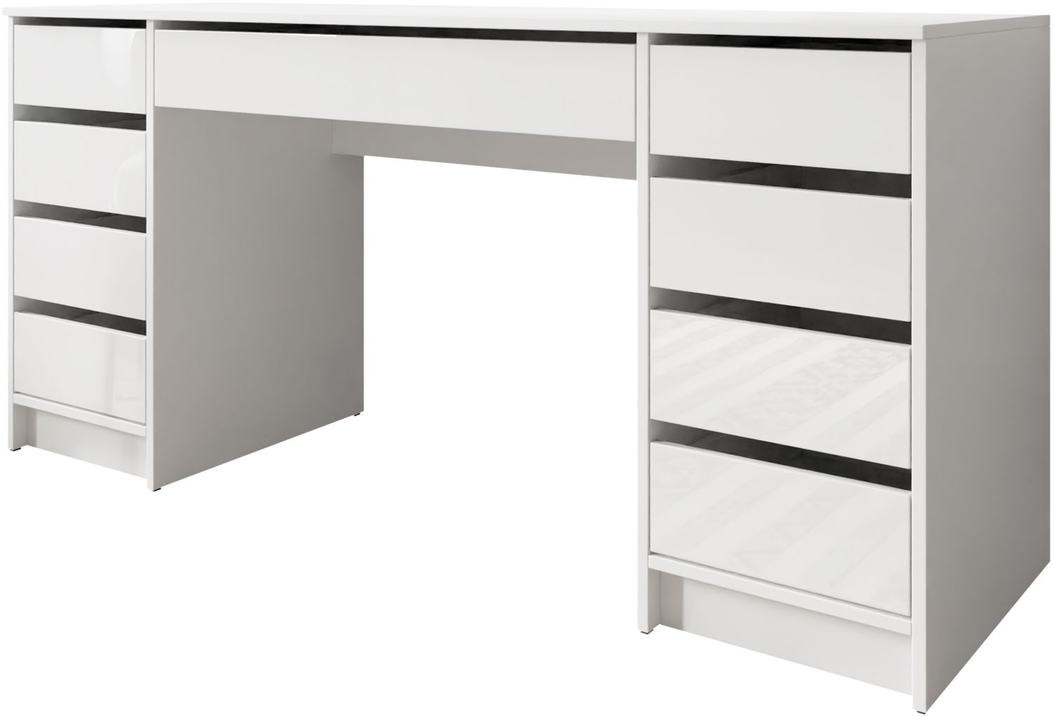 Schreibtisch Ada Bis mit 9 Schubladen (Farbe: Weiß / Schubladen in Hochglanz) Bild 1