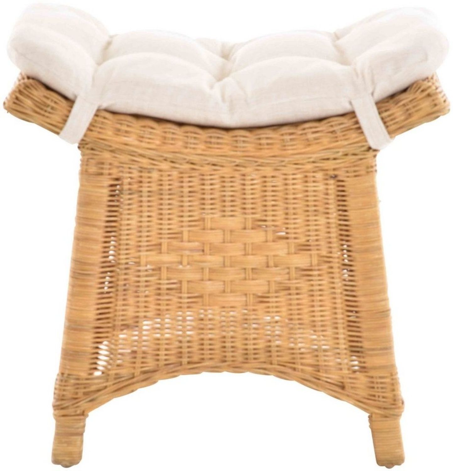 Krines Home Sitzhocker Fußhocker Stabiler Sitz-Hocker/Schemel aus echtem Rattan mit Kissen Bild 1