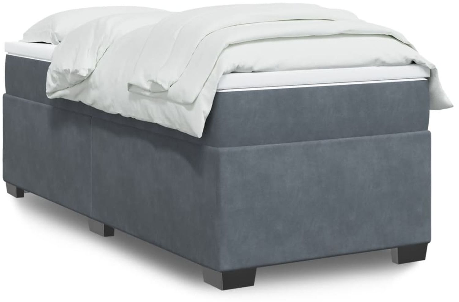 vidaXL Boxspringbett mit Matratze Dunkelgrau 100x200 cm Samt 3285264 Bild 1
